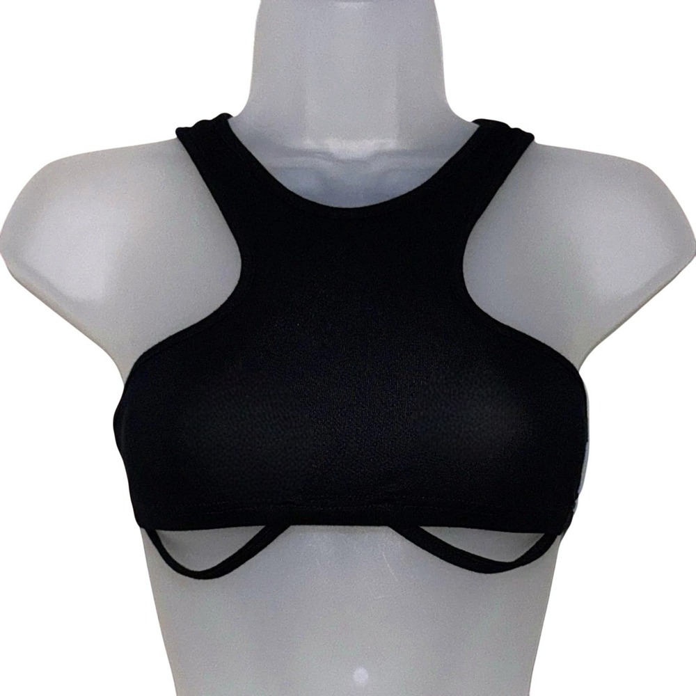New‎ Small Black Underwire Sexy Sleeveless Crop Bra Top Edgy Bondage Underboob